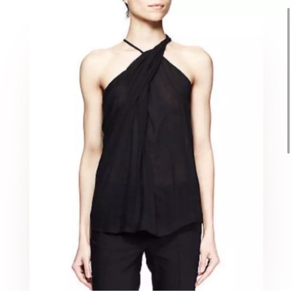 Helmut Lang Lush Voile Twist Neck Top